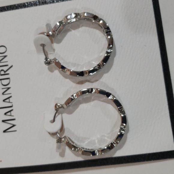 Catherine Malandrino Silver tone Twisted Design Hoop Earrings - Women's Jewelry - Picture 5 of 8